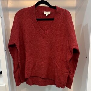 Treasure & Bond Deep Red V-Neck Sweater
